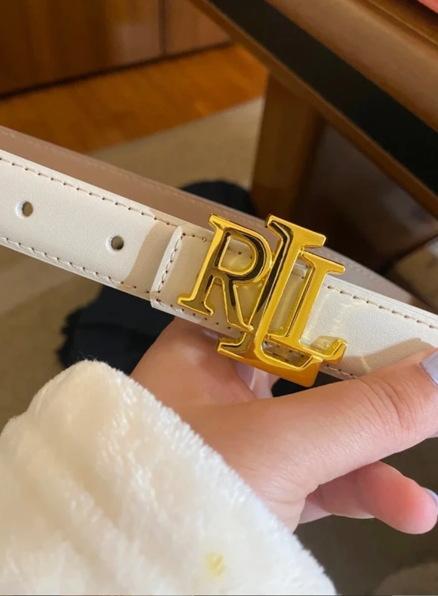 ceinture crème ralph lauren avec plaque dorée magnifique – photo 5